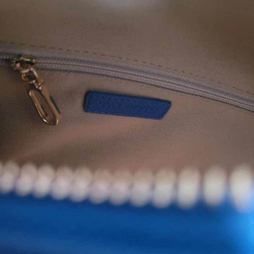 Talbots Blue Round Raffia Handbag with Detachable Crossbody Strap; 10"x3"x10" - Picture 9 of 9